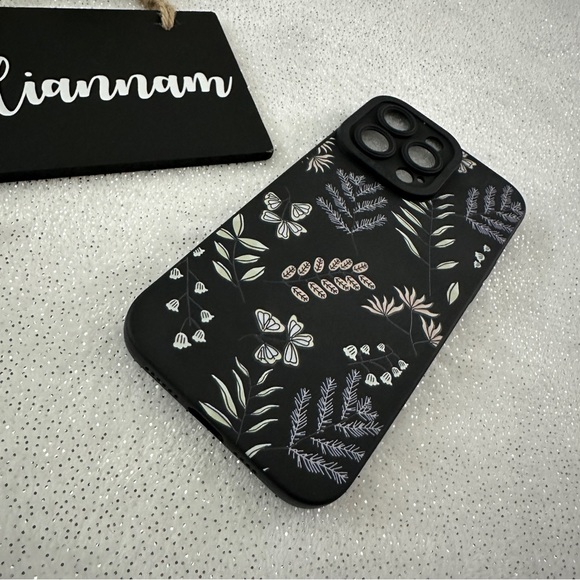 Black Leaves iPhone 14 Pro Max Slim Case - Picture 2 of 6